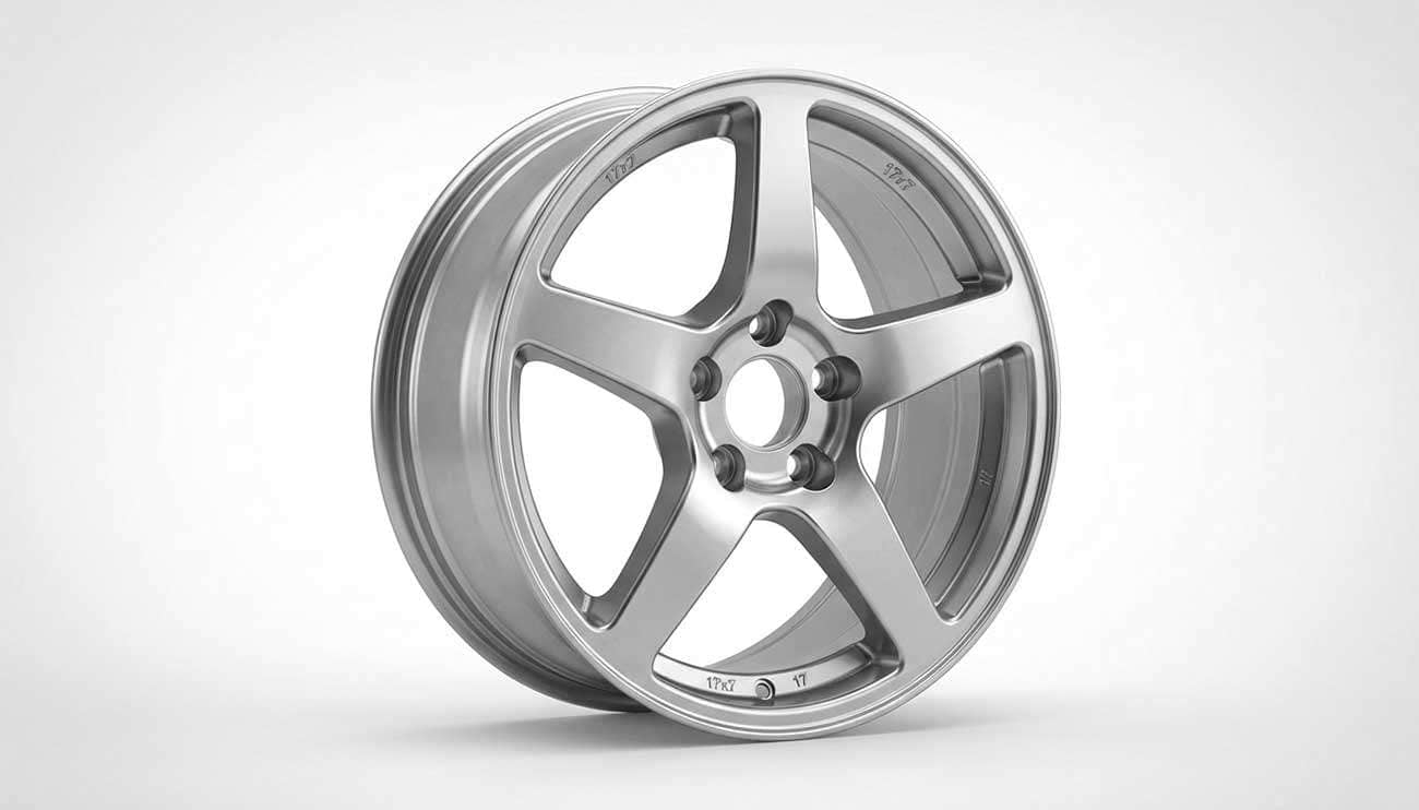 17x7 inch aluminum alloy wheel with five-spoke design showing rim width and diameter