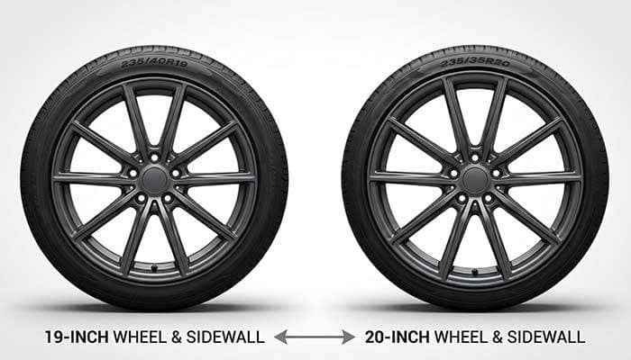 Comparison of ride quality between 19-inch and 20-inch car wheels on a smooth road