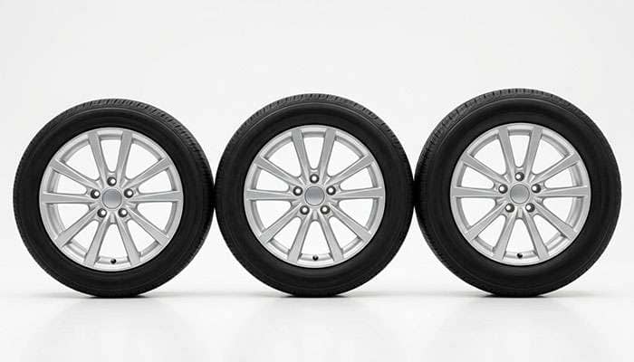 Three tires of the same section width with different aspect ratios shown side by side to compare sidewall height