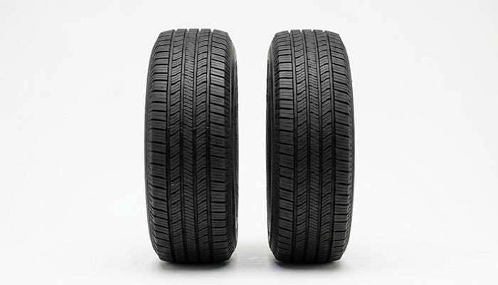 Side by side comparison of 245/60R18 and 235/60R18 tire sidewalls