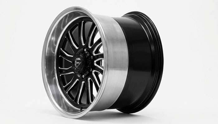 Side profile of a 24x14 wheel showing the deep negative offset and shallow backspacing against the mounting face