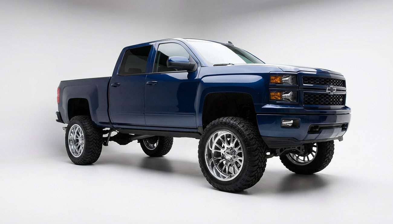 26 inch chrome truck wheels on lifted pickup truck showcasing aggressive stance and premium finish