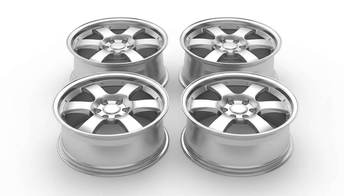 4x100 wheels displayed with bolt pattern measurement showing four lug holes in 100mm configuration