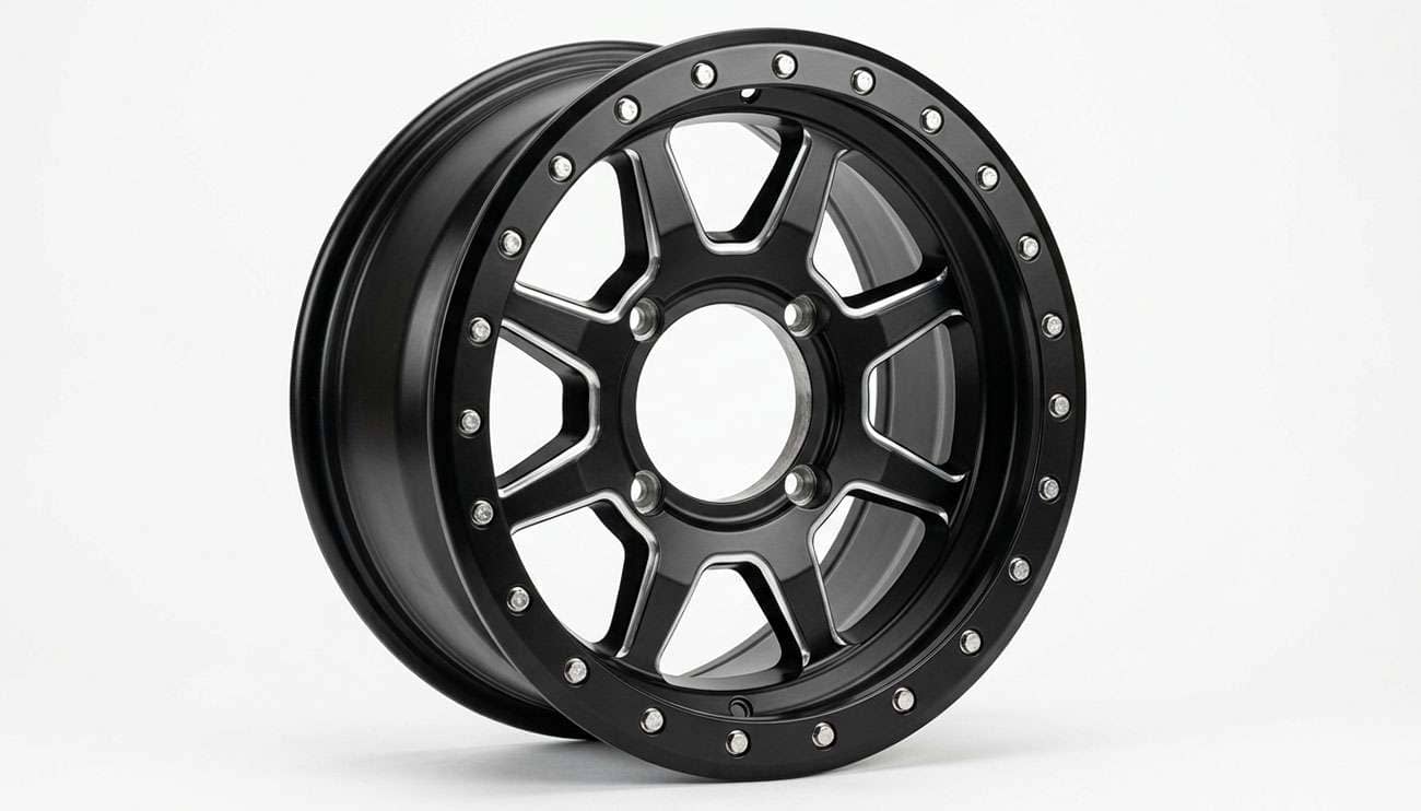 Four-lug UTV wheel showing the 4x156 bolt pattern and center bore