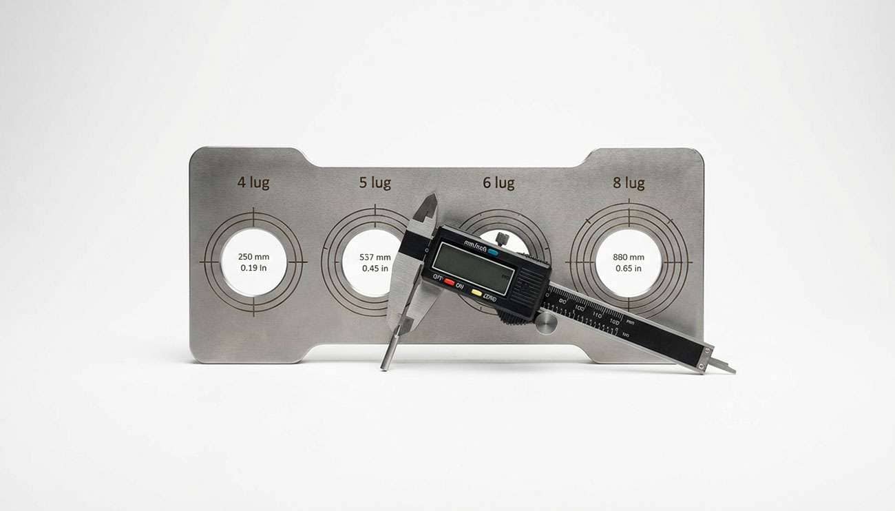 Wheel bolt pattern 4, 5, 6, 8 lug PCD gage bolt template for measuring wheel fitment