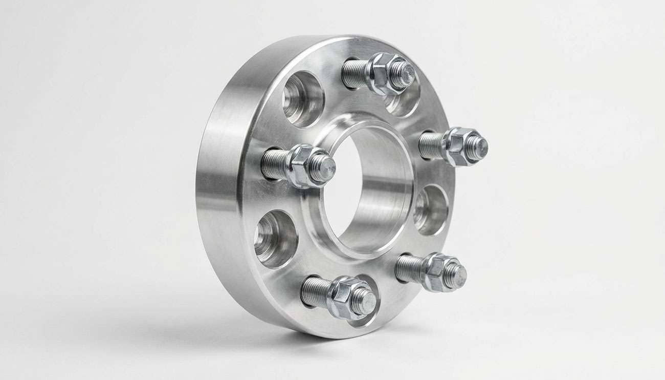 5x5.5 wheel spacer with five-lug pattern showing 1.5 inch thick adapter with 9/16-18 studs and 108mm hub