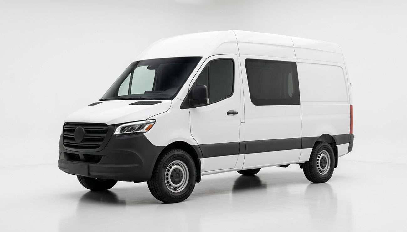 High-roof cargo van on six-lug steel wheels representing the 6x130 bolt pattern