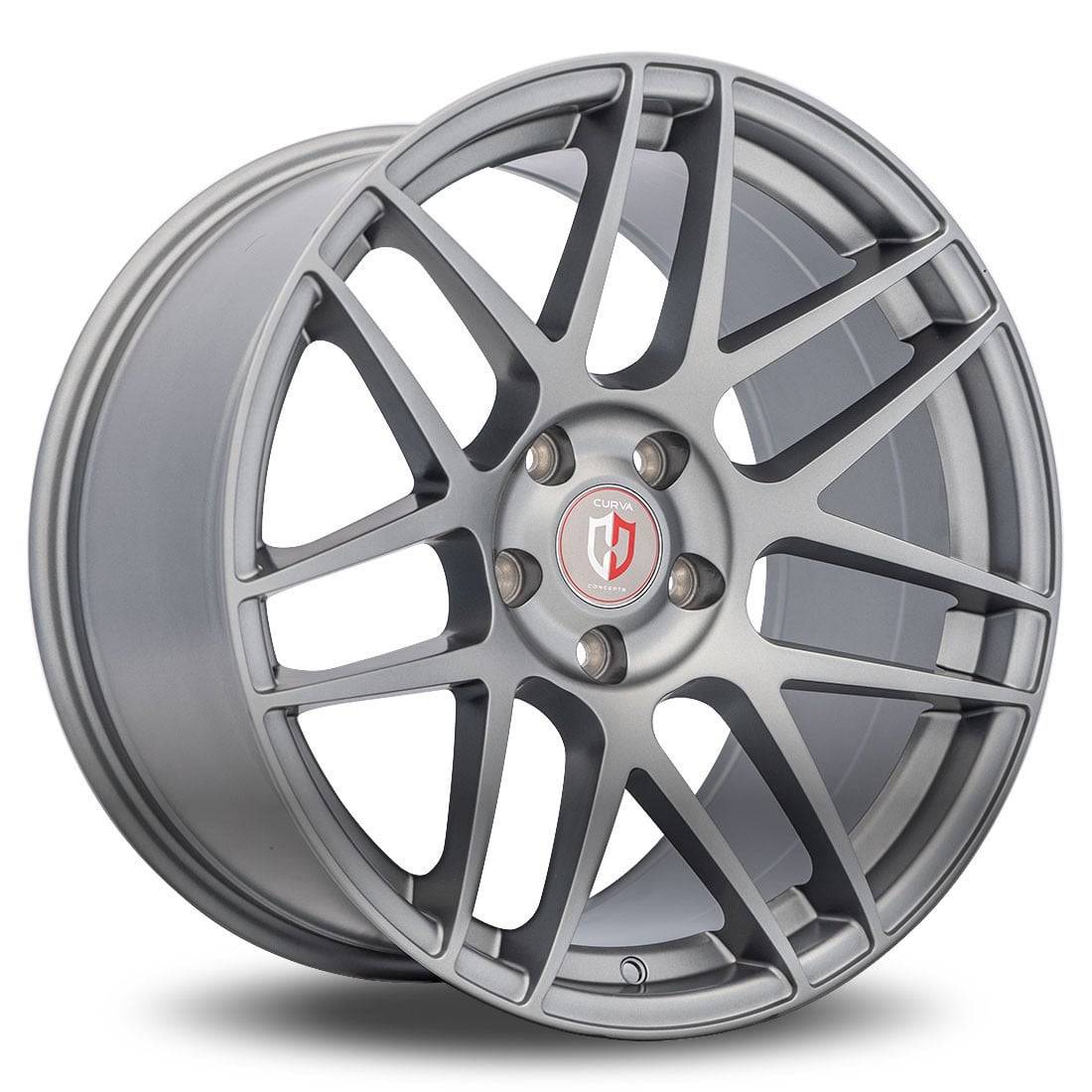 Curva C300 wheel in matte gunmetal, split five-spoke design, three-quarter studio angle