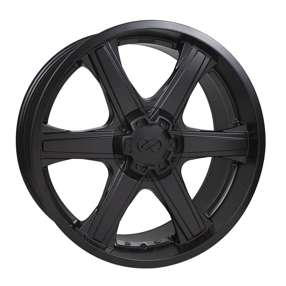 Enkei Blackhawk matte black wheel with split five spoke design