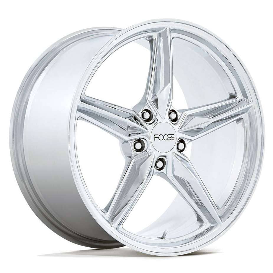 Foose CF8 F173 wheel in chrome finish for classic shine on black cars