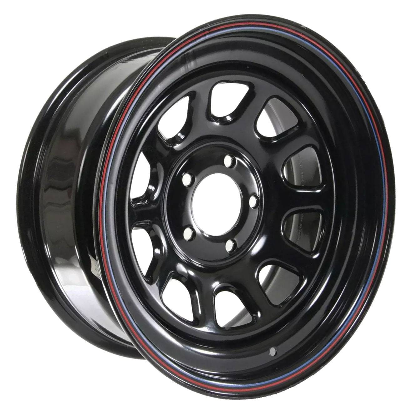 Hot Rod Hanks 42 D Window steel wheel, a lightweight period-correct gasser drag wheel, shown on a clean white studio backdrop