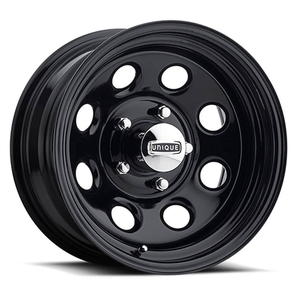 Hot Rod Hanks 297 Soft 8 steel wheel in gloss black on a clean white seamless studio backdrop