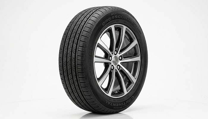 All-season highway tire mounted on an SUV wheel