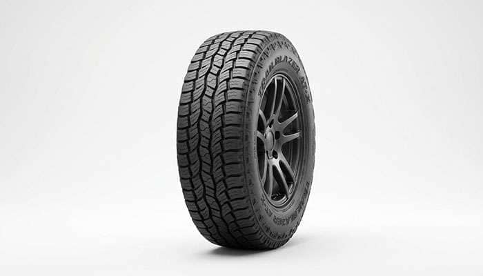 All-terrain tire with balanced tread pattern for on-road and off-road versatility