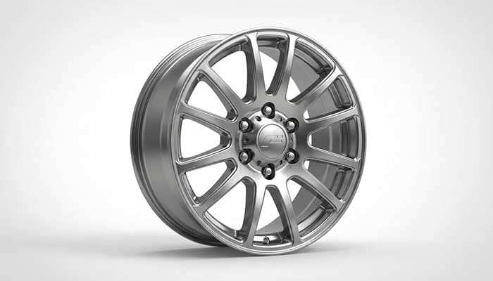 Alloy truck wheel with multi-spoke design showcasing lightweight aluminum construction
