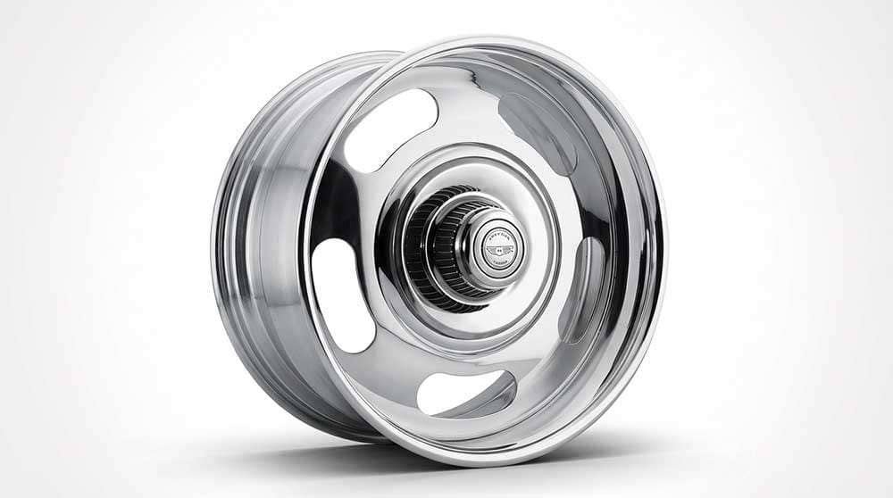 Polished American Racing Rally VN327 18x12 slot truck wheel for Ford, Mopar, Chevy, and GM with 6 lug pattern