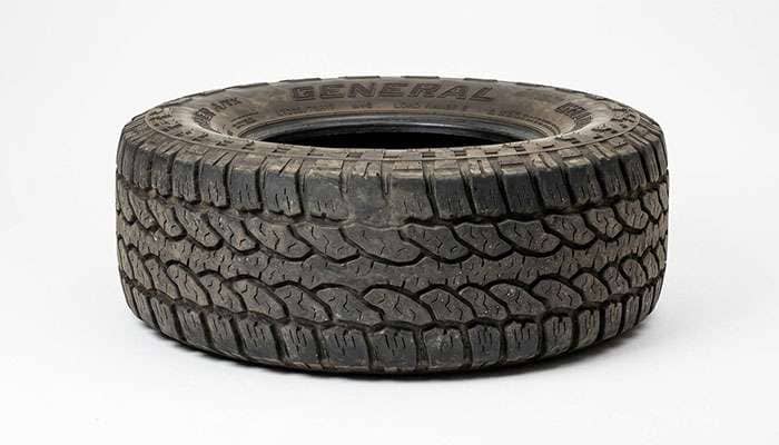 General Grabber A/TX tire showing center crown wear pattern from overinflation