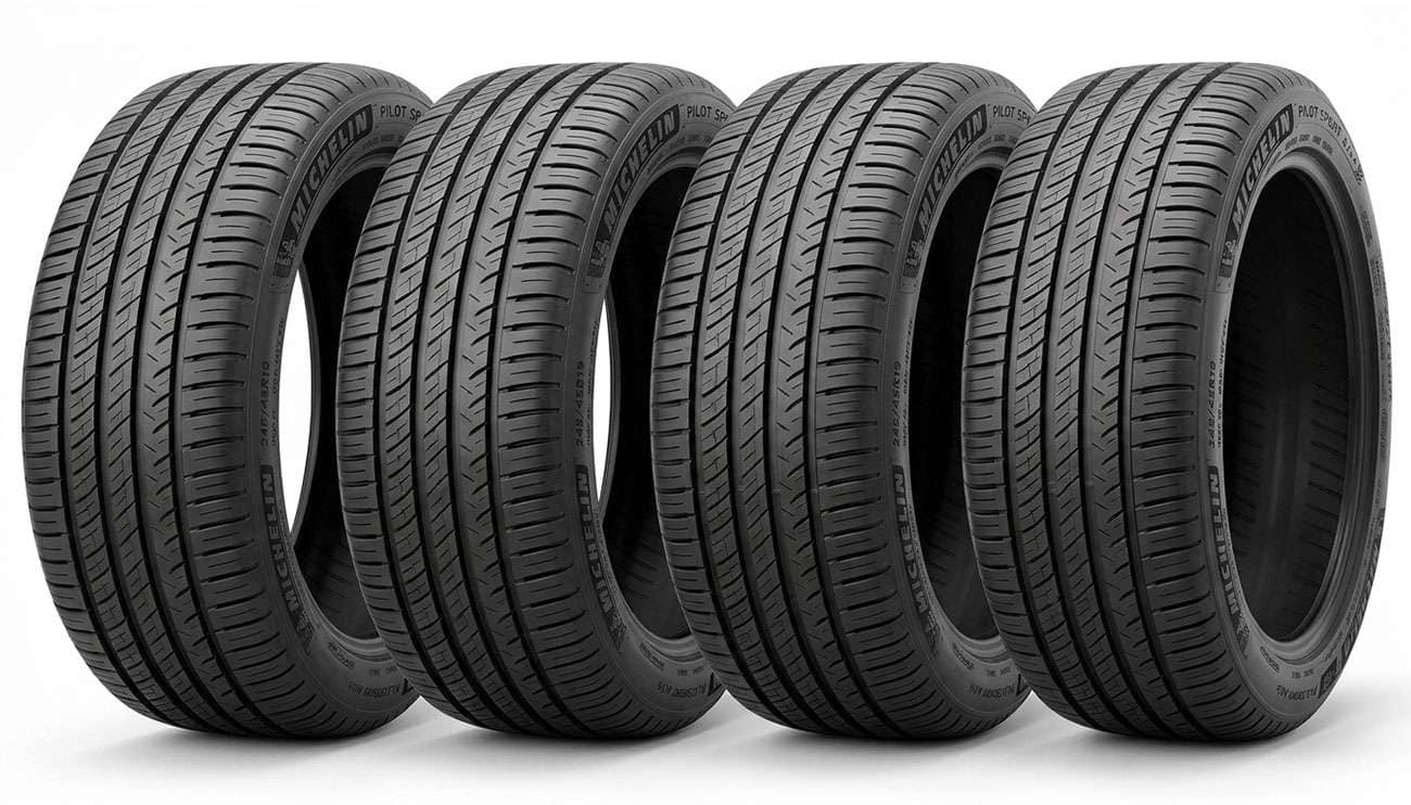 Set of 245/45R19 all-season performance tires displayed on a clean white backdrop