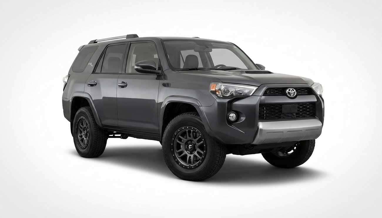 17-inch Fuel Wheels D825 Traction Matte Gunmetal with Black Ring Off-Road Rims mounted on Toyota 4Runner