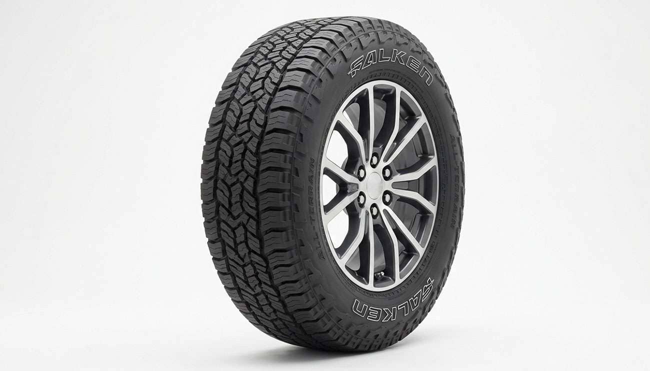 Falken Wildpeak A/T4W all-terrain tire mounted on a pickup truck alloy wheel