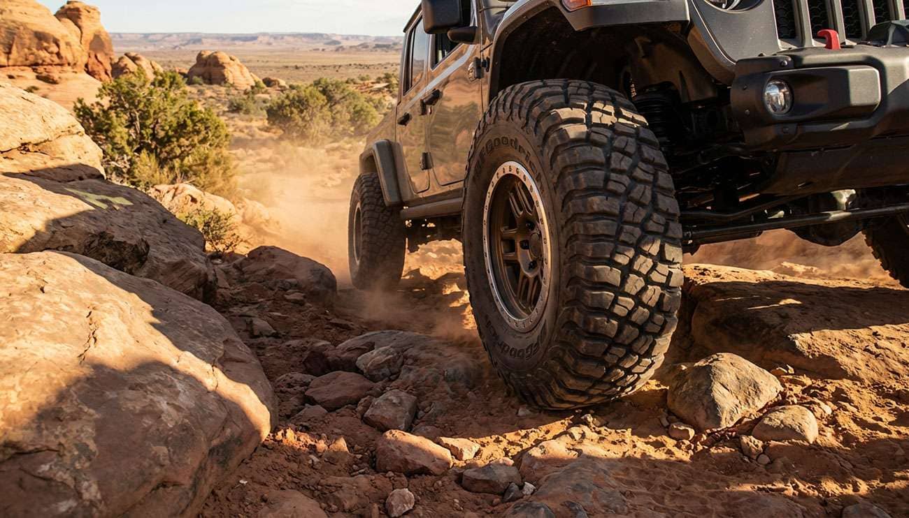 BFGoodrich KM3 Mud Terrain tire conquering New Mexico backroads terrain