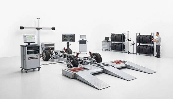 Professional tire test track with performance testing equipment