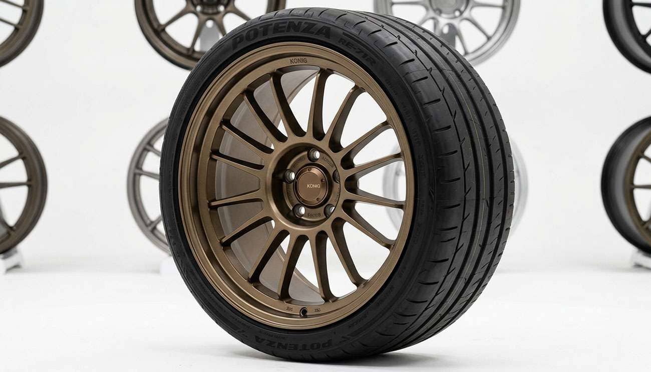 Konig Hypergram flow formed lightweight wheel in bronze finish shown at an angle