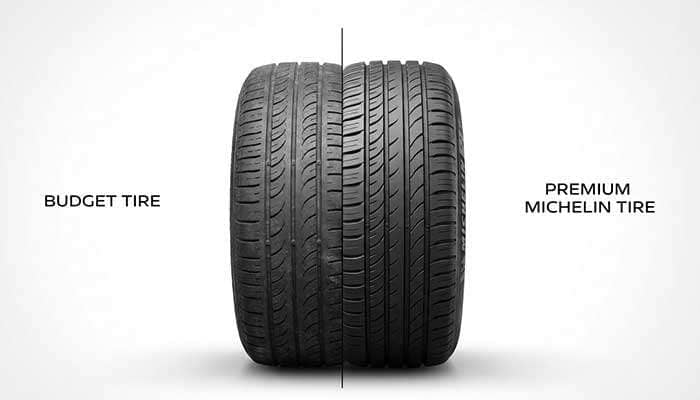 Comparison of budget vs premium tires highlighting cost, safety, and performance differences