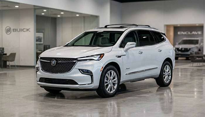 New 2026 Buick Enclave SUV displayed by Champion Auto Group with a sleek exterior design