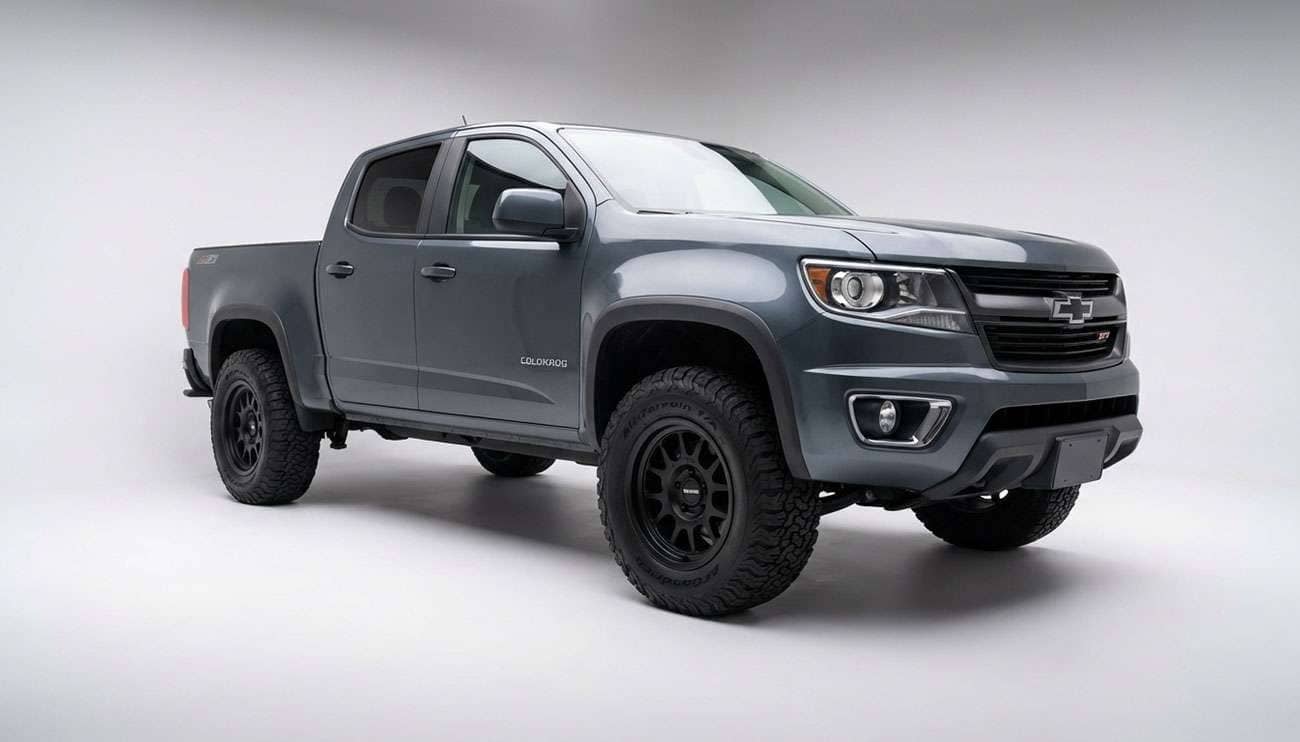 2023 Chevrolet Colorado with 17x9 -12 Method MR701 wheels and 265/65R17 tires showcasing aftermarket fitment