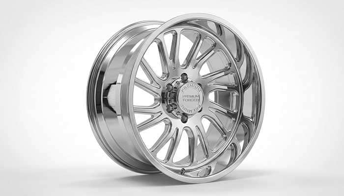 Chrome truck wheel with mirror-like finish displaying multi-layer electroplating shine