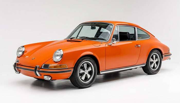 Classic air-cooled Porsche 911 on period-style 15-inch performance tires