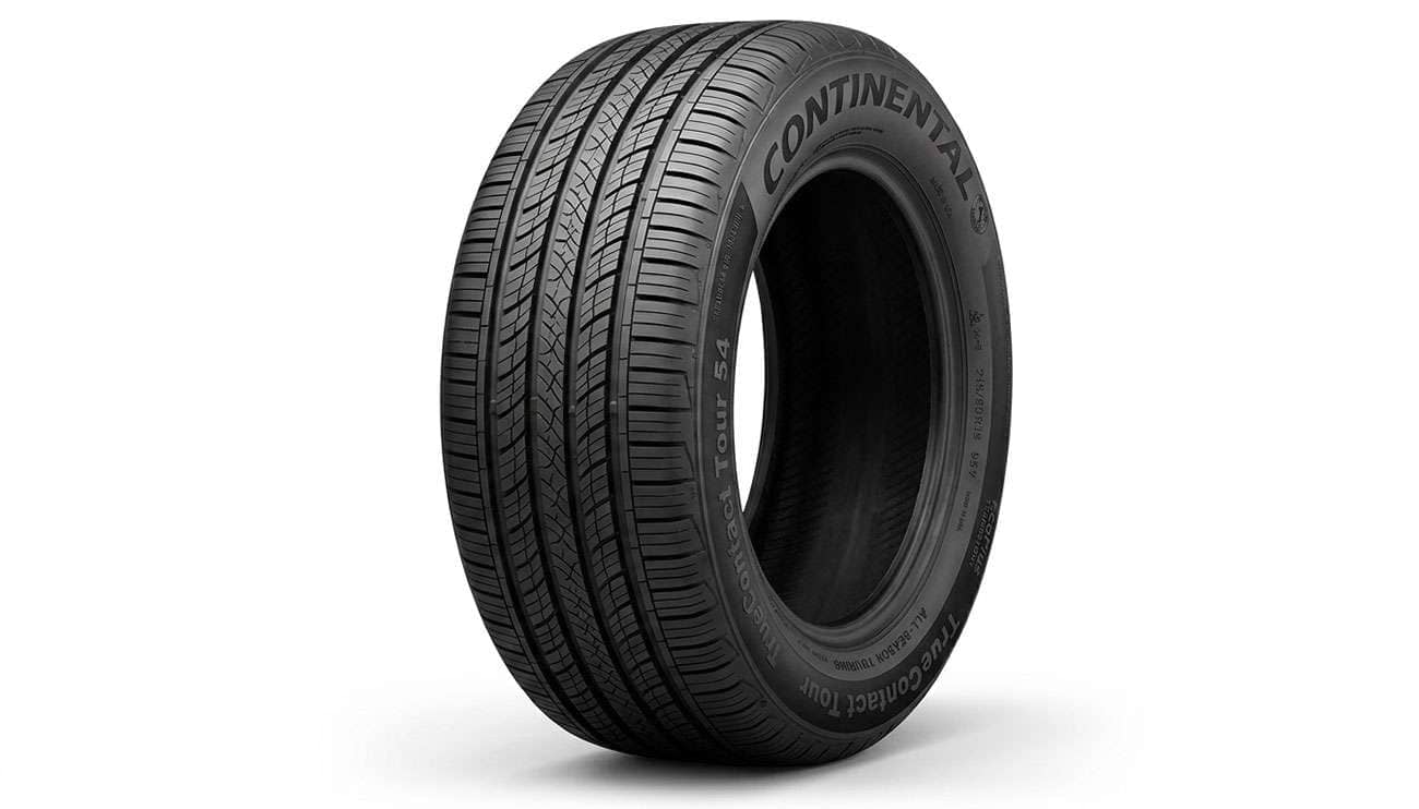 Continental TrueContact Tour 54 all-season touring tire on a clean white backdrop showing tread pattern and sidewall lettering