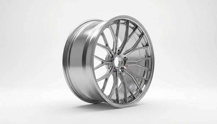 Custom one-piece deep dish forged alloy wheel with multi-spoke H-type design, model RV-HR01, polished finish