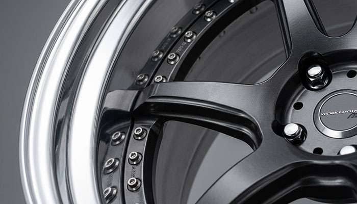 Close-up detail view of deep dish wheel anatomy showing the dish barrel polished lip and mounting face construction