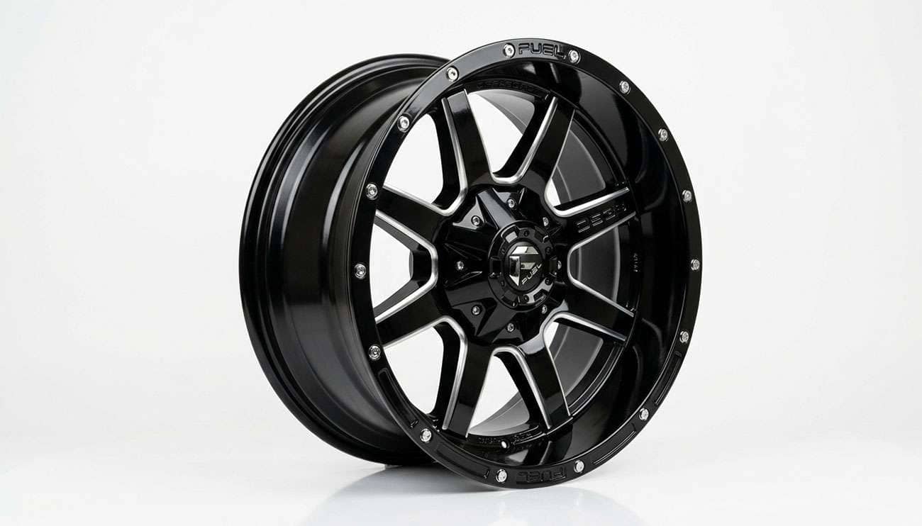 Fuel Maverick D538 off-road wheel in black milled finish photographed on a clean white backdrop