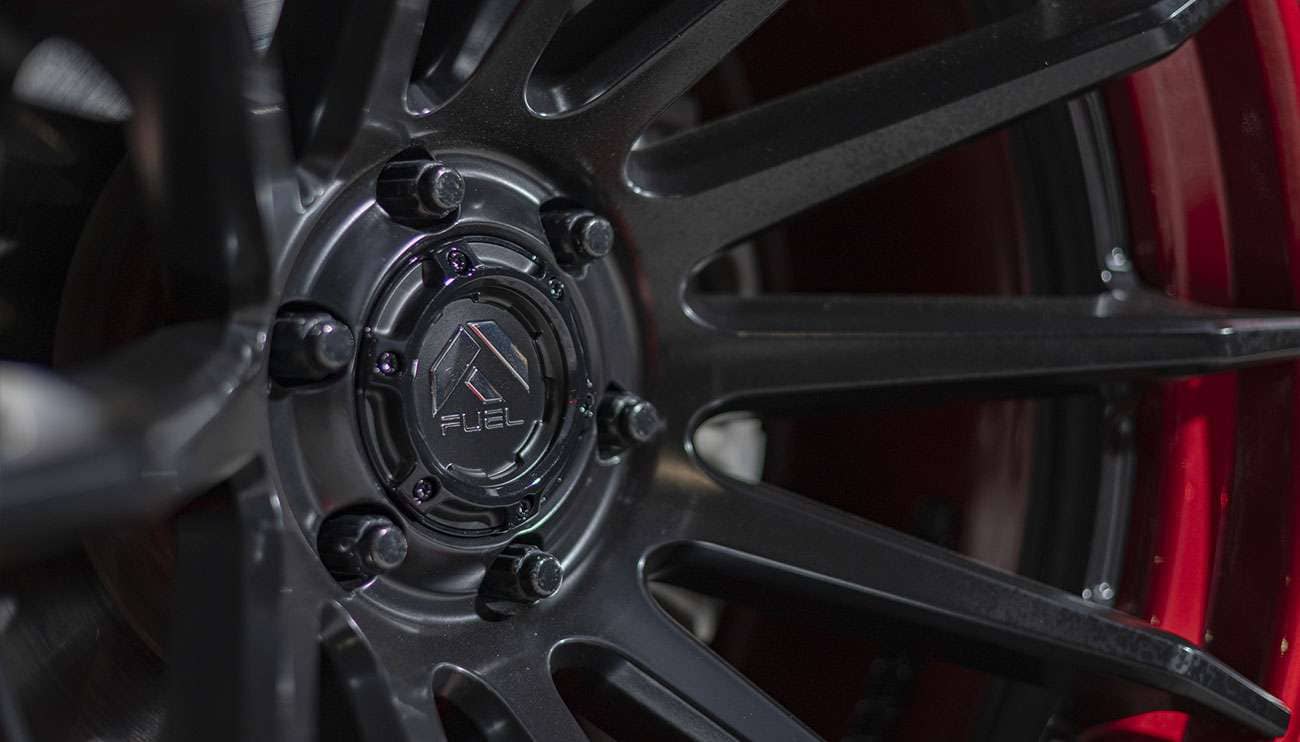 Close-up of a Fuel Burn Wheel black and red