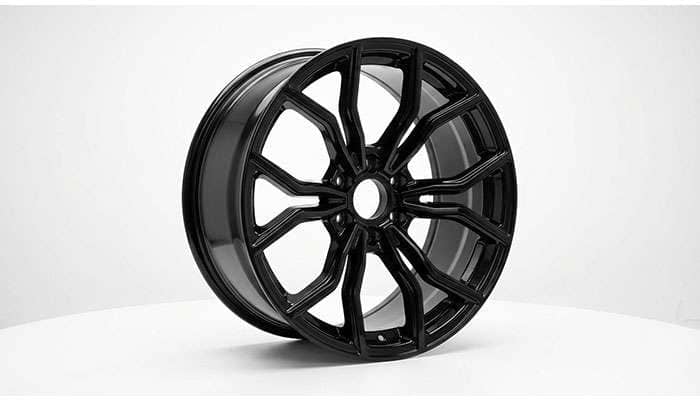 Gloss black 24x10 snowflake style 6-lug wheel with 30mm offset for 2014-2018 Silverado 1500 trucks