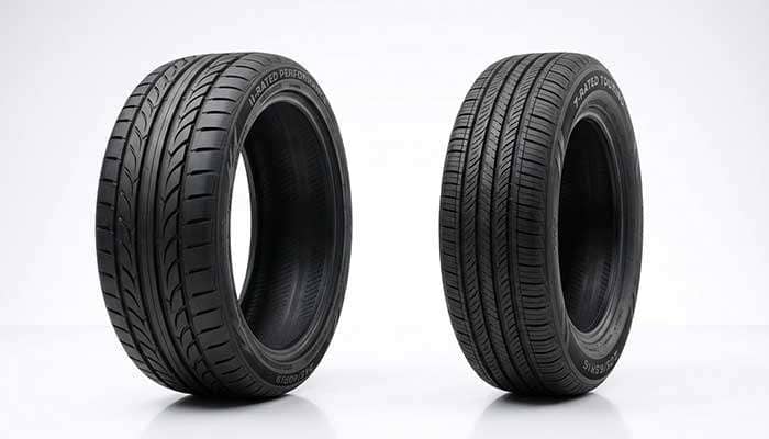 Side-by-side comparison of H tires and T tires highlighting the importance of choosing the right speed rating