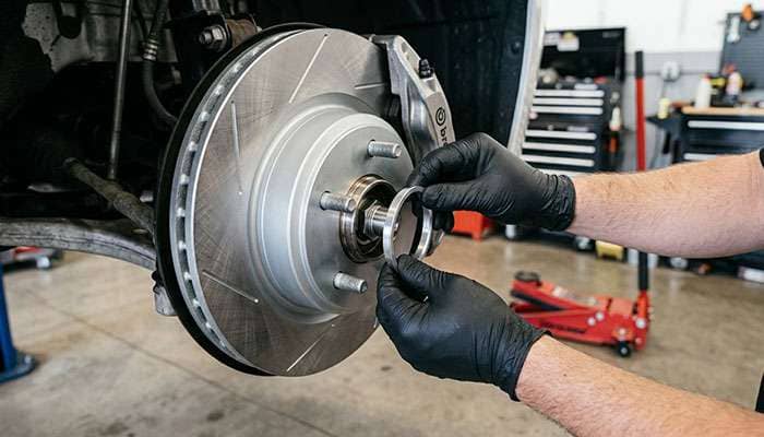 Hub centric ring being installed between wheel center bore and vehicle hub flange