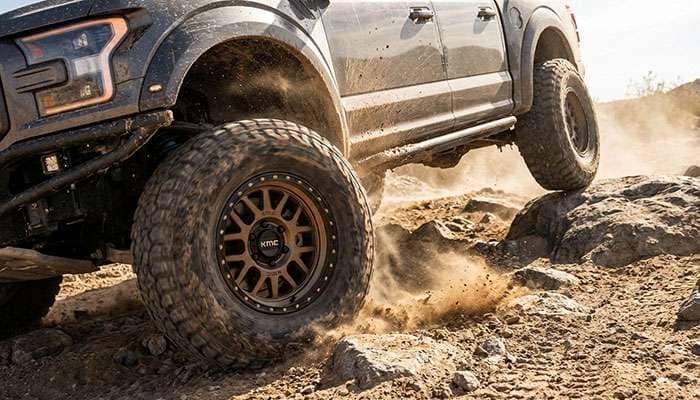 KMC wheels being tested on rugged off-road trail conditions