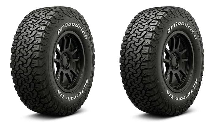 Side-by-side comparison of BFGoodrich KO2 and KO3 tire tread patterns