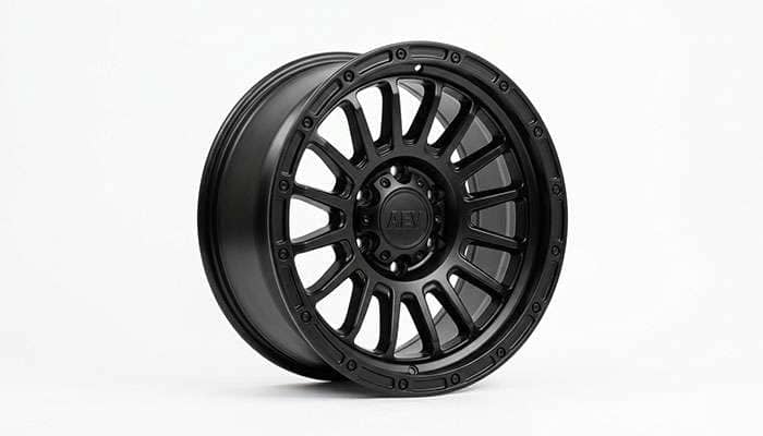 Matte black AEV Salta XR alloy wheel with multiple bolt holes and a solid center cap design.