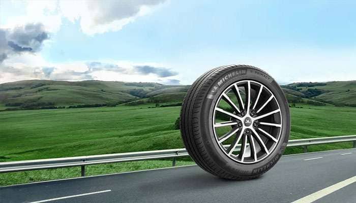Michelin e.Primacy eco-friendly tire showcasing tread pattern and sidewall design