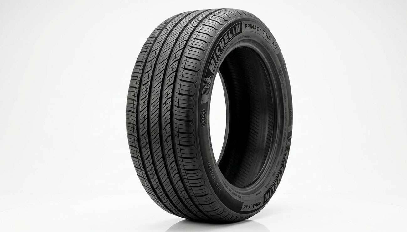 Michelin Primacy Tour A/S grand touring all-season tire shown at a 45 degree angle