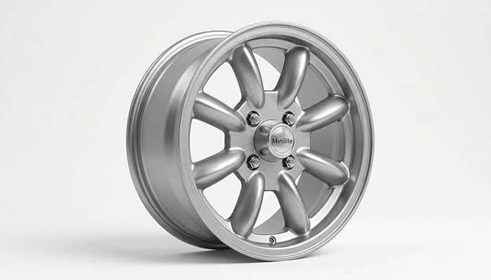 Minilite-style eight-spoke lightweight alloy wheel with silver finish