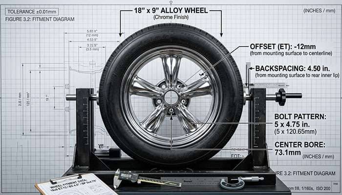 proper wheel fitment measurements and offset specifications for muscle cars