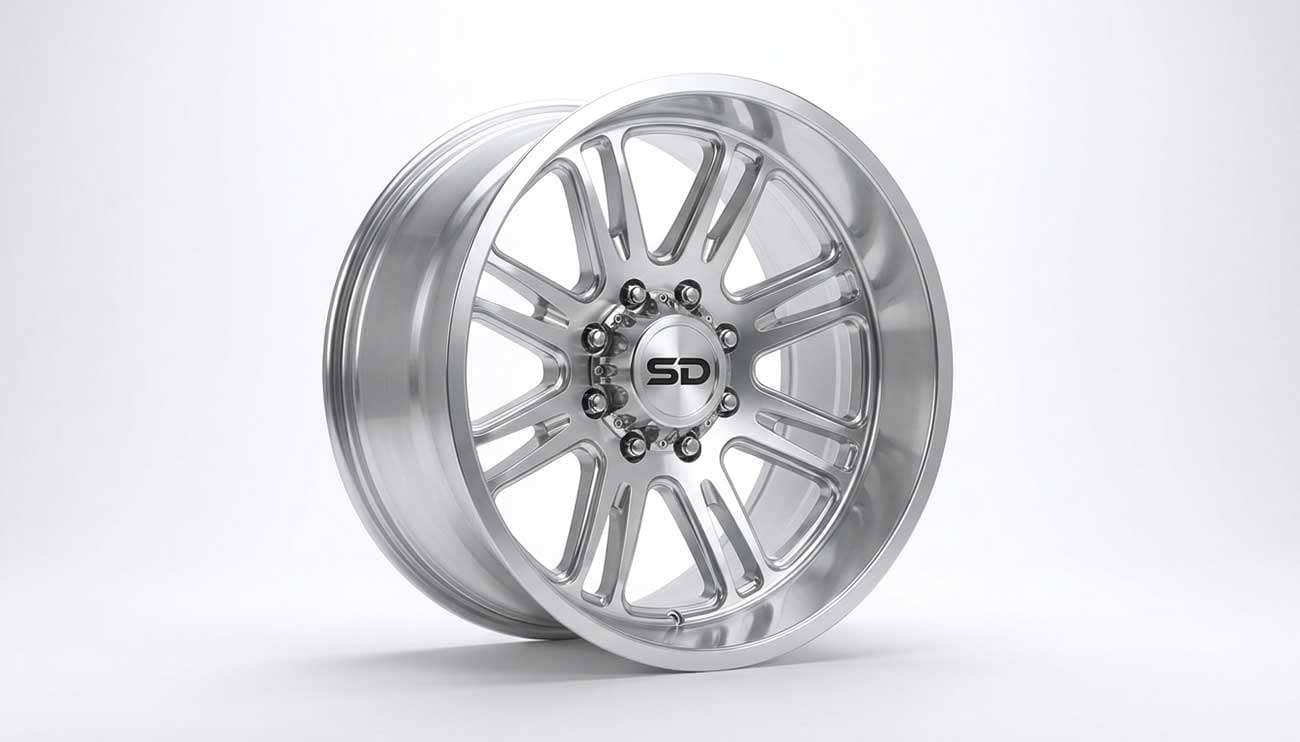 Polished Mammoth 8 aluminum 8-lug wheel, 18x9 size with -6mm offset for 23-26 F-350 Super Duty SRW