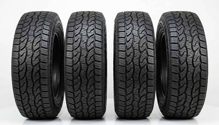 Matched set of four new all-terrain tires for an all-wheel-drive RAV4