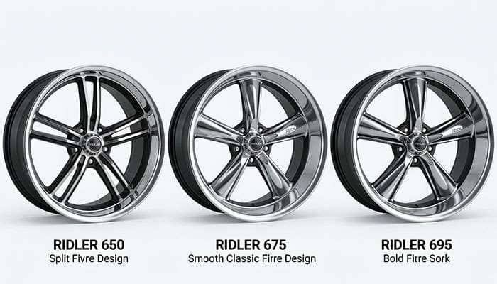 Ridler 650, 675, and 695 wheel styles side by side